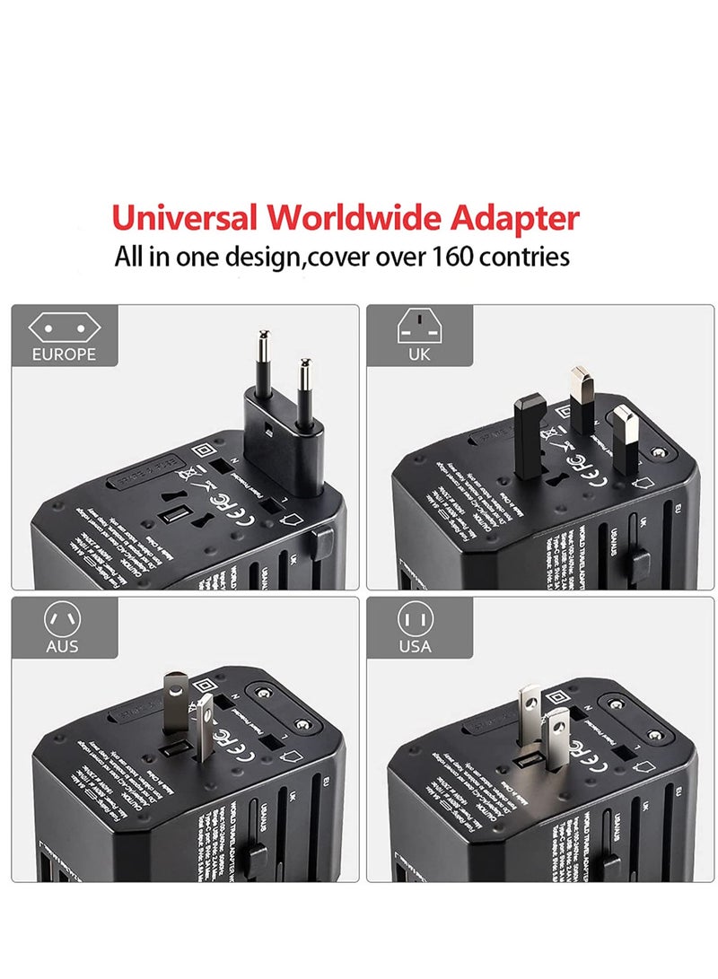 Worldwide Universal Travel Power Adapter, 1500w Multifunctional International Power Converter with 5.6A Power and 3.0A USB Type-C , Child Safety Door, Global Ac Outlet, For Travel To Asia, Europe, A - Image 2
