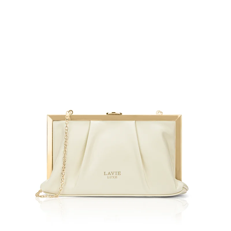 Luxe Women's Pleatz25 frame clutch (Off White)