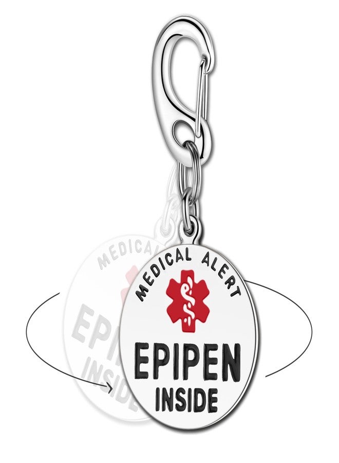Divoti EpiPen Inside Bag Tag 1.25" with Quick Clip | Pre-Engraved, Dual-Sided & Bold Lettering - Stainless Steel & Heavy-Duty Construction - Medical Alert ID Tag for Emergency - Image 1