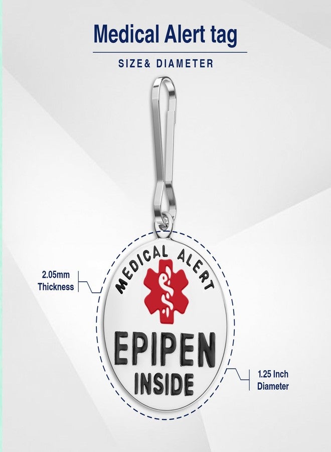 Divoti EpiPen Inside Bag Tag 1.25" with Quick Clip | Pre-Engraved, Dual-Sided & Bold Lettering - Stainless Steel & Heavy-Duty Construction - Medical Alert ID Tag for Emergency - Image 4