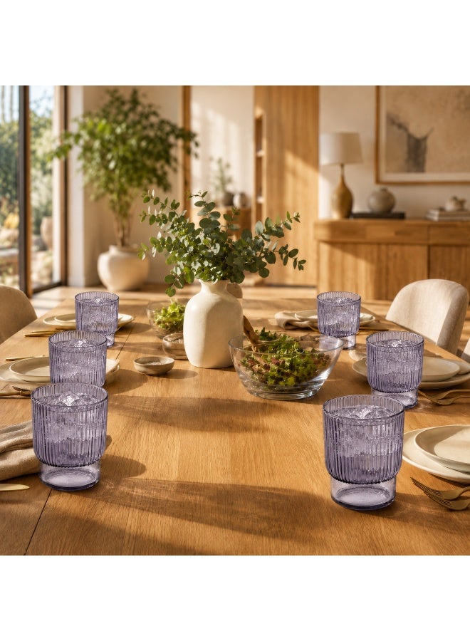Acrylic Drinking Tumbler Set 6 Pieces BPA-Free Food-Grade Ribbed Reusable Cups for Dining Table Kitchen Parties & Home Décor (Smoky Grey) - Image 3