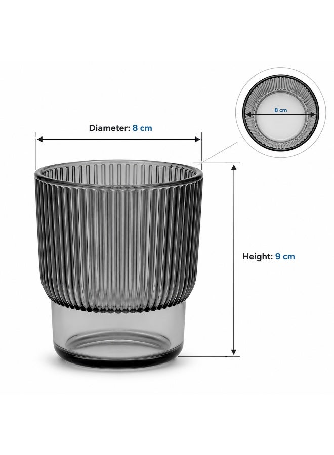 Acrylic Drinking Tumbler Set 6 Pieces BPA-Free Food-Grade Ribbed Reusable Cups for Dining Table Kitchen Parties & Home Décor (Smoky Grey) - Image 5