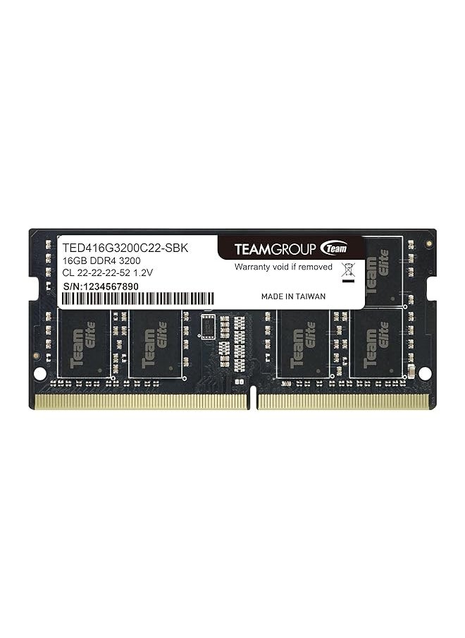 Elite Ddr4 16Gb Single 3200Mhz Pc4 25600 Cl22 Unbuffered Non Ecc 1.2V Sodimm 260 Pin Laptop Notebook Pc Computer Memory Module Ram Upgrade Ted416G3200C22 S01 1X 16Gb Single