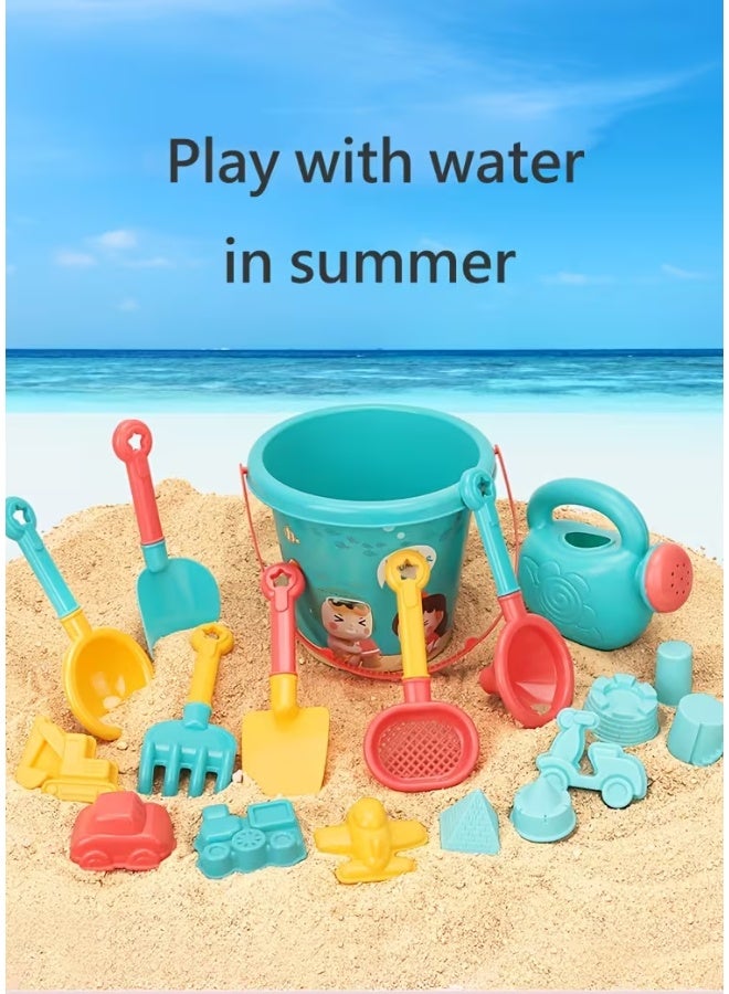 DAT Beach Toy Set for Kids | Bucket + Watering Can + Shovels & Molds | Smooth No-Burr Edges | Multicolor | Sand & Water Play for Beach, Pool & Backyard - Image 3
