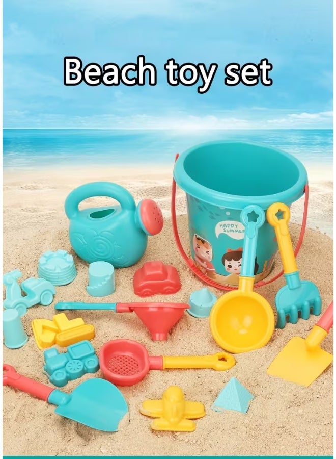 DAT Beach Toy Set for Kids | Bucket + Watering Can + Shovels & Molds | Smooth No-Burr Edges | Multicolor | Sand & Water Play for Beach, Pool & Backyard - Image 2