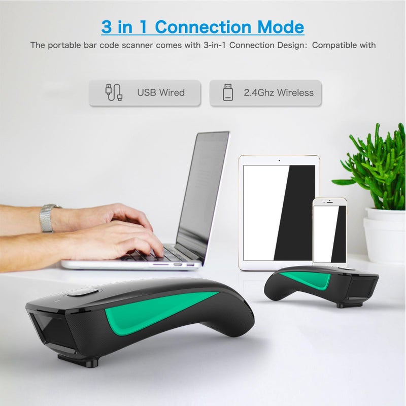 Portable 1D Barcode Scanner Handheld Usb Bluetooth 3 In 1 Reader For Retail Shop Inventory Management Black - Image 3