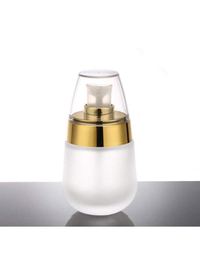 ericotry 30Ml 1Oz Empty Refillable Frosted Glass Bottles Container Makeup Cosmetic Face Cream Lotion Ointments Pump Travel Botlle Jar Pot With Cap  - Image 1