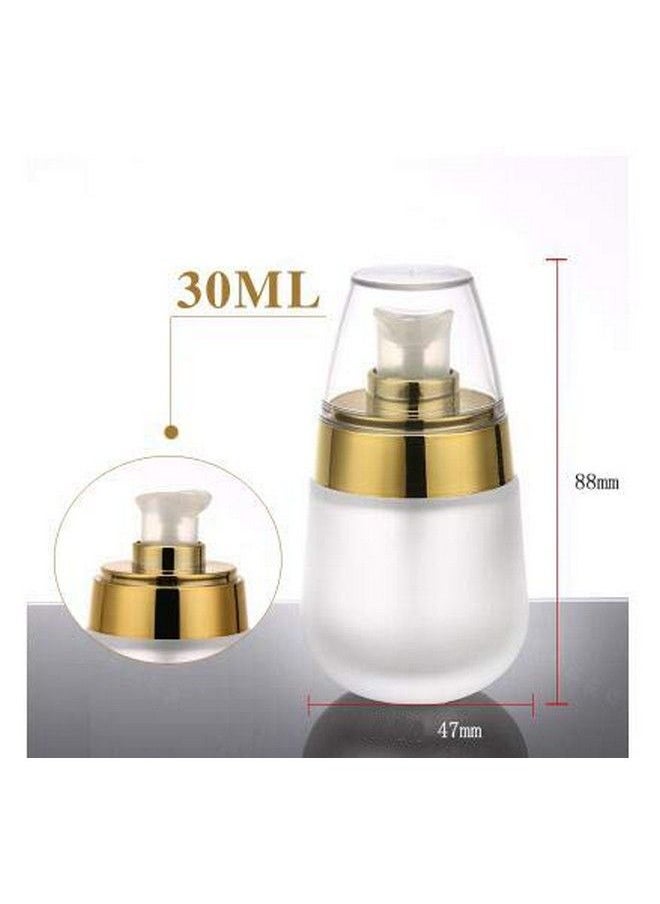 ericotry 30Ml 1Oz Empty Refillable Frosted Glass Bottles Container Makeup Cosmetic Face Cream Lotion Ointments Pump Travel Botlle Jar Pot With Cap  - Image 3