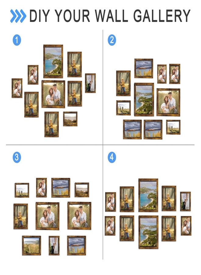 Rexllon Picture Frames Collage Wall Decor 10 Pack, Gallery Wall Frame Set for Wall Mounting or Tabletop Display, Multi Sizes Including 8x10, 5x7, 4x6 Family Photo Frames,Rustic Brown - Image 4