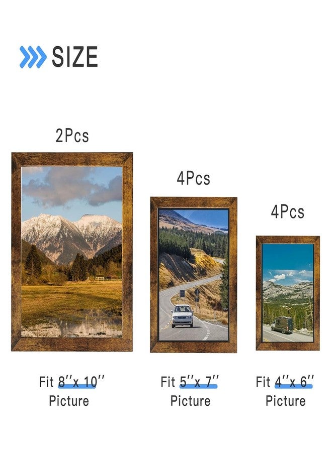 Rexllon Picture Frames Collage Wall Decor 10 Pack, Gallery Wall Frame Set for Wall Mounting or Tabletop Display, Multi Sizes Including 8x10, 5x7, 4x6 Family Photo Frames,Rustic Brown - Image 2