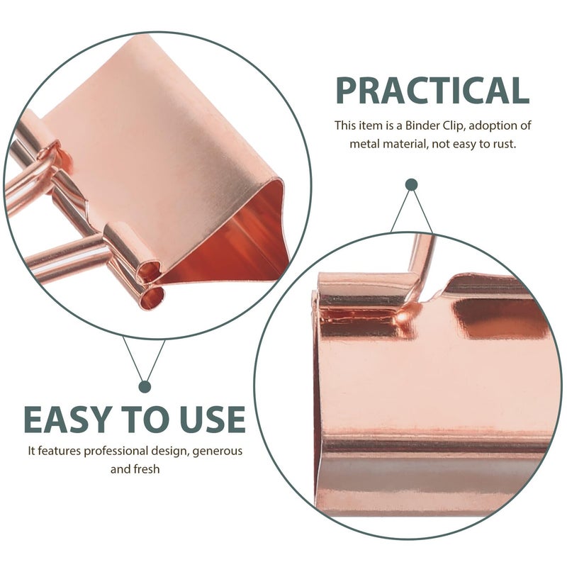 Rose Gold Metal Binder Clips Set 30pcs 19mm 25mm 32mm For Office Home School - Image 4