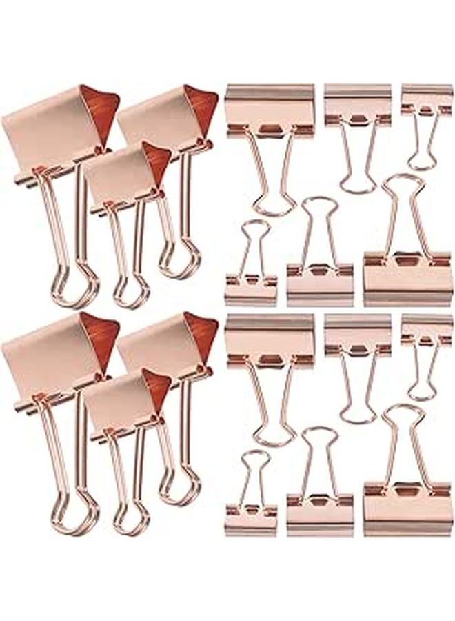 Rose Gold Metal Binder Clips Set 30pcs 19mm 25mm 32mm For Office Home School - Image 1