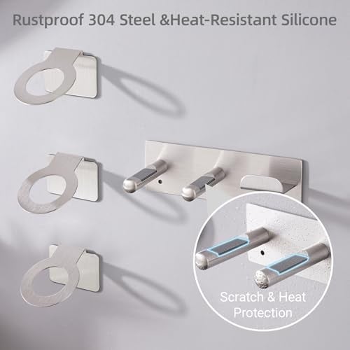 BANJEKT Hair Dryer Holder, Hair Dryer Holder Wall Mount for Supersonic/Nural & Attachments. Stainless Steel Hair Dryer Stand with Magnetic Rings. Hair Tool Organizer for Bathrooms Silver BANJEKT - Image 3