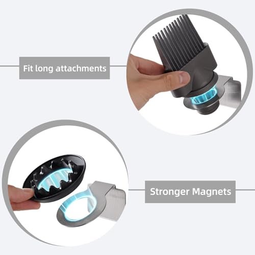 BANJEKT Hair Dryer Holder, Hair Dryer Holder Wall Mount for Supersonic/Nural & Attachments. Stainless Steel Hair Dryer Stand with Magnetic Rings. Hair Tool Organizer for Bathrooms Silver BANJEKT - Image 5