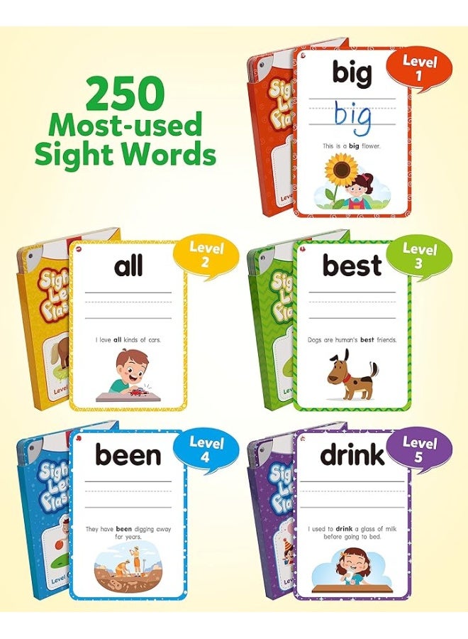 Coogam Sight Words Kids Learning Flash Cards, 250 Dolch Word Game Reading Vocabulary Card Montessori Toy for Kindergarten Preschool 3 4 5 Years Old Toddlers - Image 4