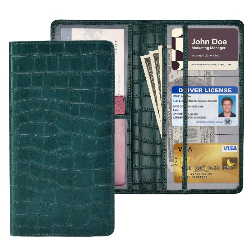 Peisicne Car Registration and Insurance Holder, Teal Green Vehicle Glove Box Car Organizer with Magnetic Closure for Documents, Cards, License Car Organization, 1 Pack - Image 1