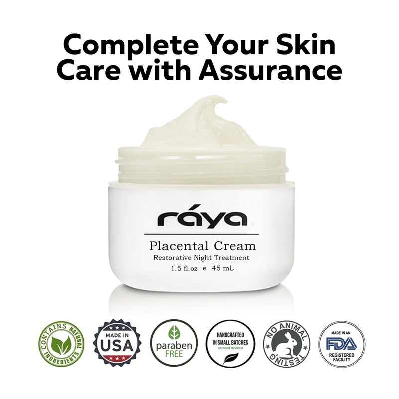 Raya SPA Placental Cream | Restorative Night Cream | Intensive Anti-Aging & Firming Face Moisturizer | Wrinkle Repair Facial Creme for Renewed Tone & Beauty Sleep - Skin Care Essentials - Image 4