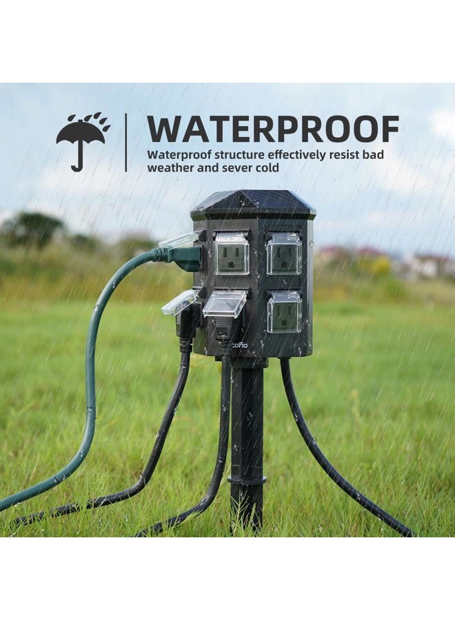 TiFFCOFiO - Outdoor Power Strip with Remote Control, 25 Feet Extension Cable, Waterproof, Independent Control Sockets, 6 Earth Sockets for Ultimate Outdoor Decoration - Image 5