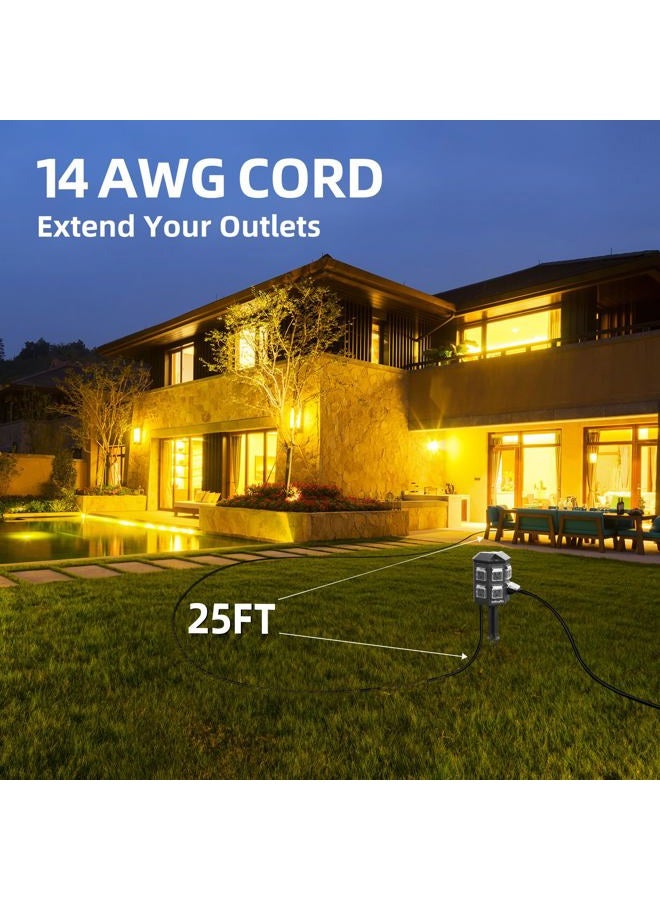 TiFFCOFiO - Outdoor Power Strip with Remote Control, 25 Feet Extension Cable, Waterproof, Independent Control Sockets, 6 Earth Sockets for Ultimate Outdoor Decoration - Image 4