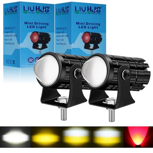 OTO2EYE Original DC Power18W each Mini Gun Driving Fog Light Universal For All Models of Motorcycle, Bikes, Scooters, Projector (Pack of 2, Yellow & White) - Image 1