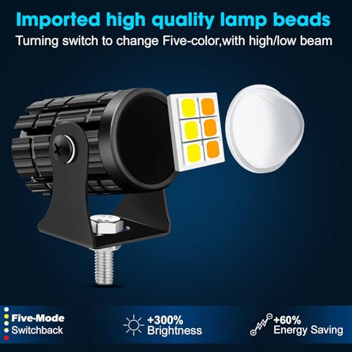 OTO2EYE Original DC Power18W each Mini Gun Driving Fog Light Universal For All Models of Motorcycle, Bikes, Scooters, Projector (Pack of 2, Yellow & White) - Image 2