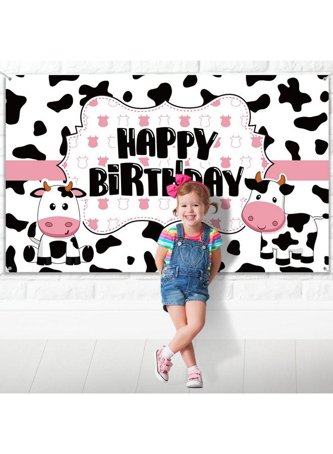 Tegeme Cow Birthday Party Supplies Funny Cow Party Decorations Backdrop Cow Themed Birthday Banner Happy Birthday Photography Background for Farm Birthday Party Farm Animal Theme Party Favors, 71 x 43 Inch - Image 5