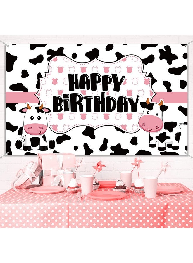 Tegeme Cow Birthday Party Supplies Funny Cow Party Decorations Backdrop Cow Themed Birthday Banner Happy Birthday Photography Background for Farm Birthday Party Farm Animal Theme Party Favors, 71 x 43 Inch - Image 4