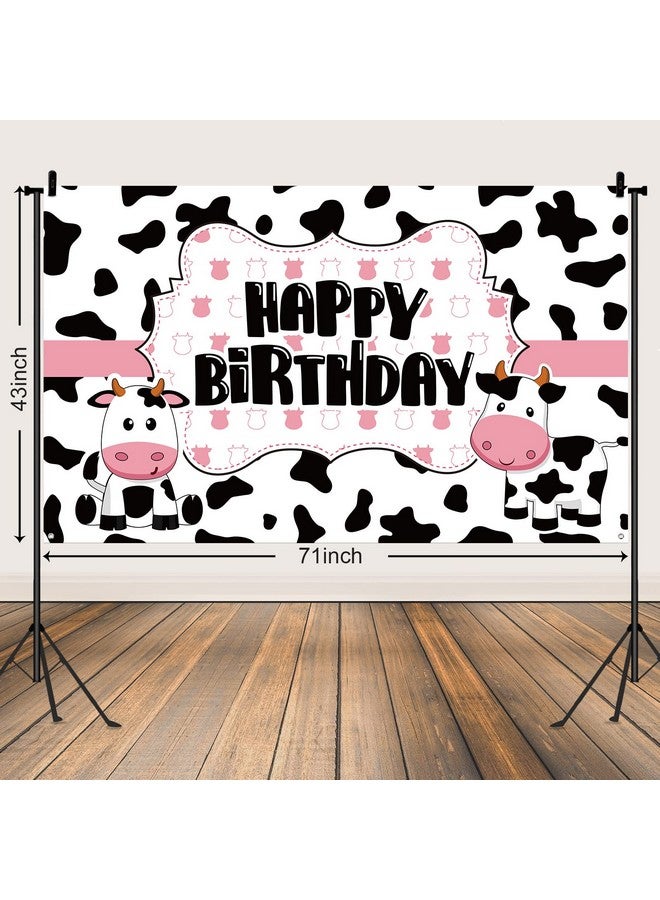 Tegeme Cow Birthday Party Supplies Funny Cow Party Decorations Backdrop Cow Themed Birthday Banner Happy Birthday Photography Background for Farm Birthday Party Farm Animal Theme Party Favors, 71 x 43 Inch - Image 2