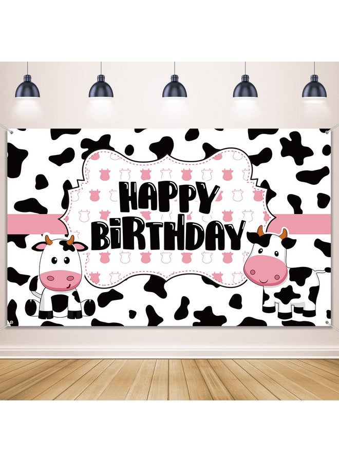 Tegeme Cow Birthday Party Supplies Funny Cow Party Decorations Backdrop Cow Themed Birthday Banner Happy Birthday Photography Background for Farm Birthday Party Farm Animal Theme Party Favors, 71 x 43 Inch - Image 1
