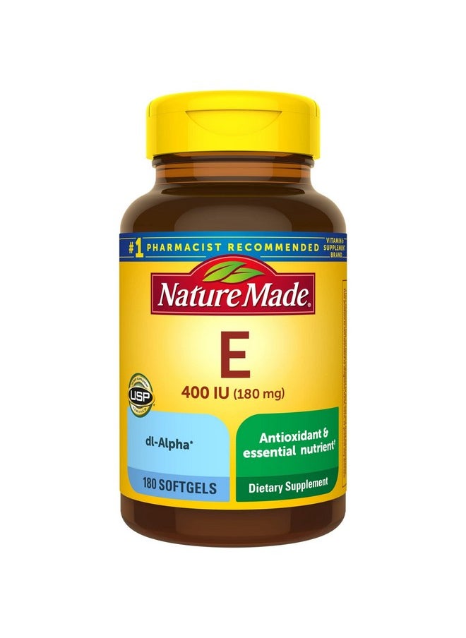 Nature Made - Nature Made Vitamin E 180 mg (400 IU) dl-Alpha, Dietary Supplement for Antioxidant Support, 180 Softgels, 180 Day Supply - Image 1