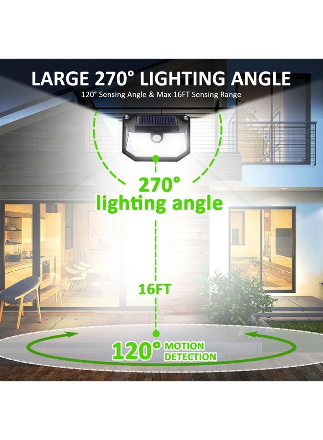KUYIMY Solar Outdoor Lights, 230LED with Motion Sensor and 3 Modes, IP65 Waterproof, 3 Sides of 270°Wide Angle Light, Easy-to-Install Intelligent Security Lights for Front Door,Garage, Deck (4 Pack) - Image 2