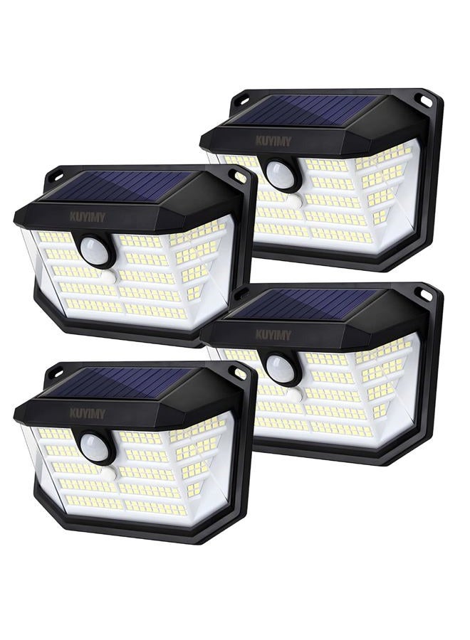 KUYIMY Solar Outdoor Lights, 230LED with Motion Sensor and 3 Modes, IP65 Waterproof, 3 Sides of 270°Wide Angle Light, Easy-to-Install Intelligent Security Lights for Front Door,Garage, Deck (4 Pack) - Image 1