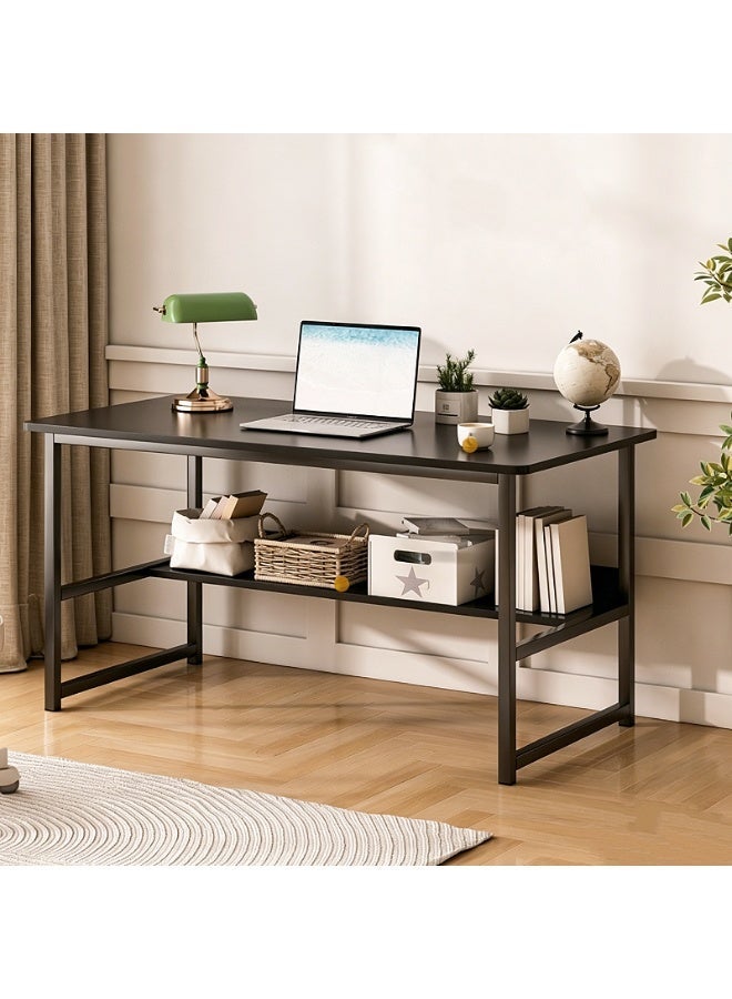 NEWLAN Office Desk Computer Desk with One Level of Storage, Simple Home Workstation for Bedroom, Living room, Office, Study Room. Black Study Desk. 120*73*55cm - Image 1