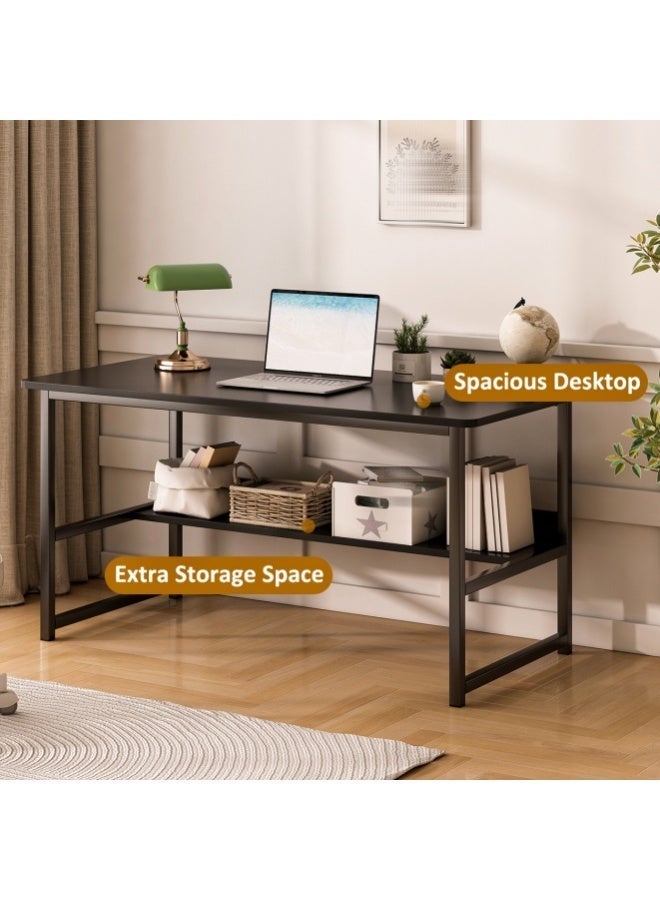 NEWLAN Office Desk Computer Desk with One Level of Storage, Simple Home Workstation for Bedroom, Living room, Office, Study Room. Black Study Desk. 120*73*55cm - Image 5