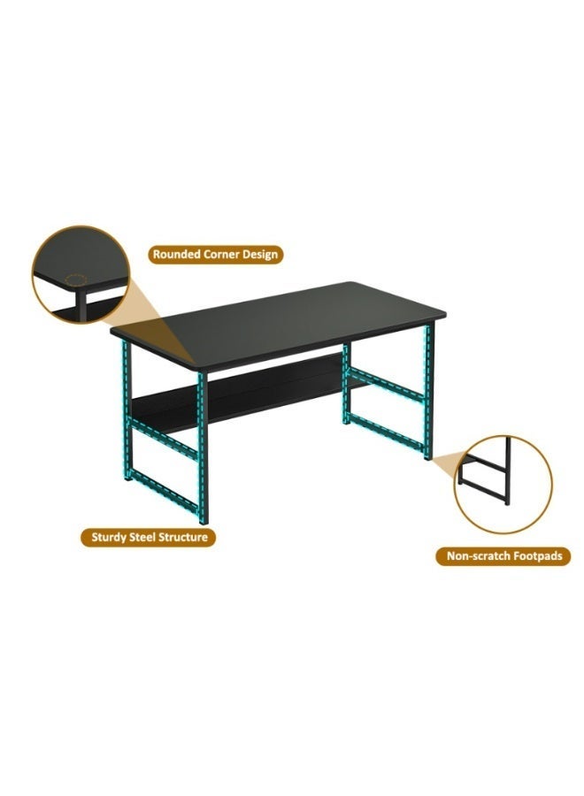 NEWLAN Office Desk Computer Desk with One Level of Storage, Simple Home Workstation for Bedroom, Living room, Office, Study Room. Black Study Desk. 120*73*55cm - Image 4