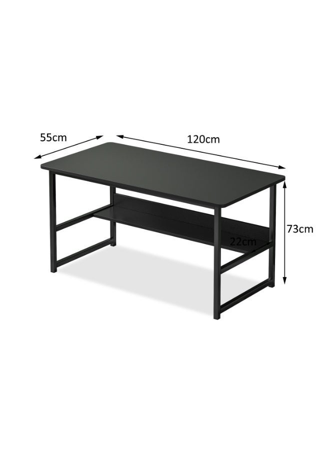 NEWLAN Office Desk Computer Desk with One Level of Storage, Simple Home Workstation for Bedroom, Living room, Office, Study Room. Black Study Desk. 120*73*55cm - Image 3