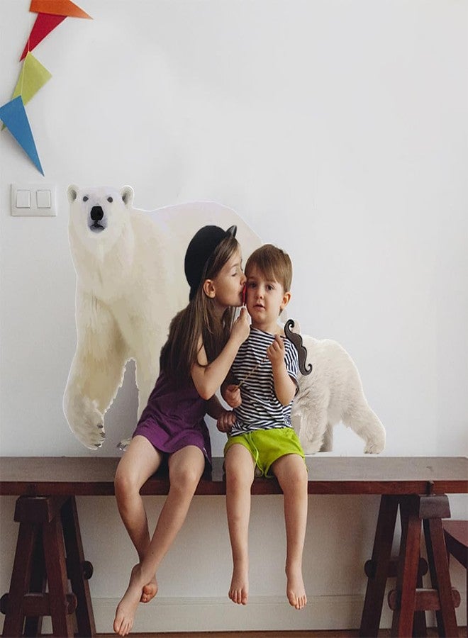 SUPERDANT Polar Bear Wall Decals Wall Stickers Cute Animals Mural Polar Bear Decals Peel and Stick for Classroom Living Room Bedroom Nursery Decorations Art Wallpaper Sticker Decor 35x30in - Image 4