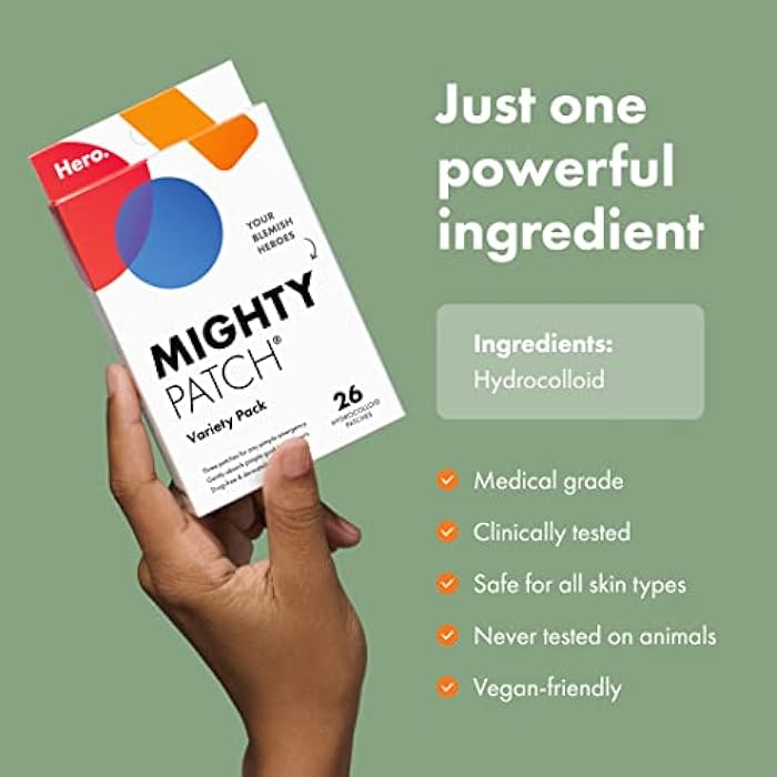 Mighty Patch™ Variety Pack from Hero Cosmetics - Hydrocolloid Acne Pimple Patches for Covering Zits and Blemishes, Spot Stickers for Face and Skin, Korean Skin Care, 26 ct - Image 5