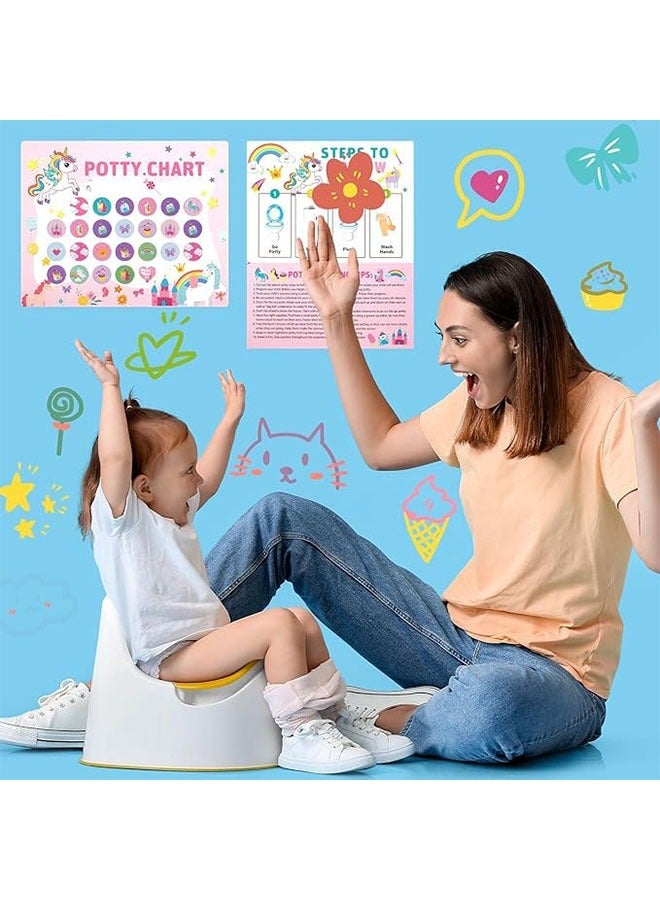 Potty Training Chart for Toddlers Potty Training Stickers Potty Chart with Unicorn Stickers Toilet Training Reward Chart Develop Toileting Habit for Toddlers Boy Girl - Image 5