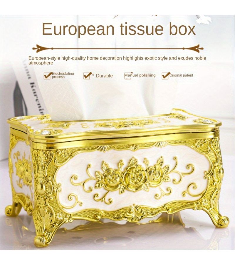 Golden Black European Paper Box Coffee Table Desktop Tissue Box Living Room Bathroom Creative Ktv Hotel Napkins - Image 1