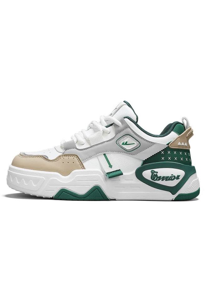 Huili Men's Sneakers, Original Versatile Athletic Trendy Shoes, Thick-soled Casual Shoes, 1827 White-green Size 40