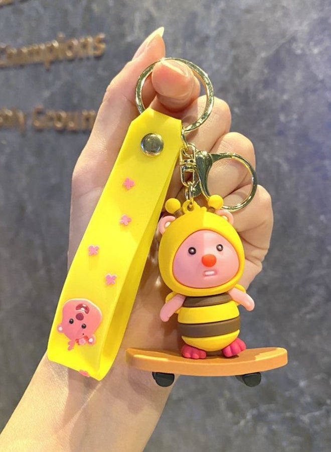 B479 Yellow Soft Rubber Keychain Doll Bag Pendant - Image 1
