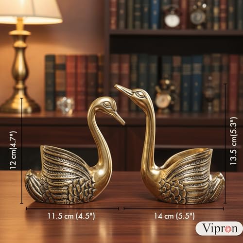 Vipron Golden Brass Swan Candle Holder Pair, Decorative Centerpiece for Home Décor, Living Room, Special Occasions, 12 cm and 13.5 cm Height - Image 3
