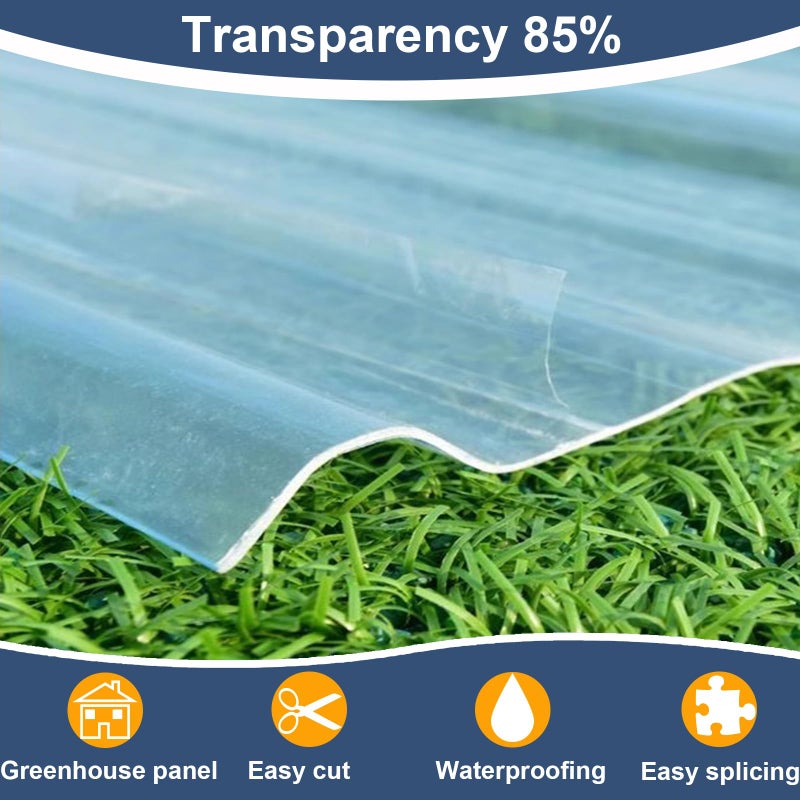 ZOUXIKOU Clear Polycarbonate Roofing Sheet, Splicable Corrugated Plastic UV Resistant Greenhouse Shed Canopy, Transparent Insulation Day Lighting Panels, Easy Cut Covering Panel (Transparent, 3.28'x32.8') - Image 4