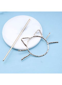 Yheakne Metal Hair Slide Clip Barrette Cat Shape Hair Stick Pin Vintage Hair Fork Pin Bun Holder Alloy Hair Clip Decorative Hair Accessories For Women And Girls (Gold)  - Image 2