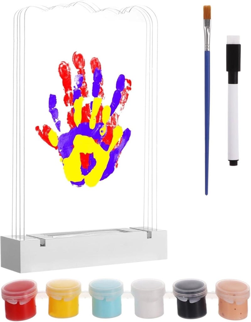 Birthdays Personalized Gift, DIY Paint Family Handprint Frame, Led Family Handprint Kit, Little One Showers Hand and Footprint Kit Night Light, New Parents - Image 1