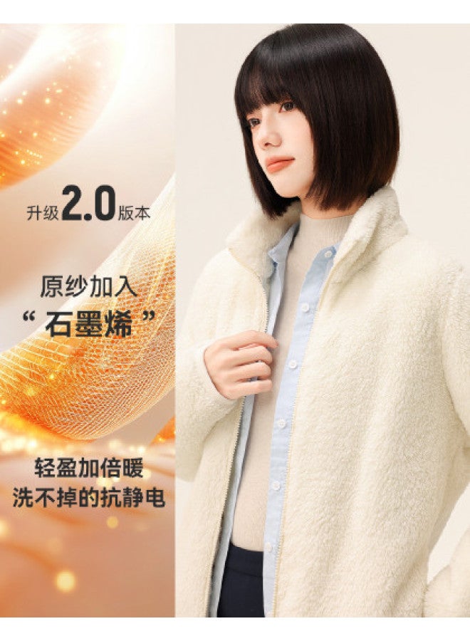 Flying in the snow New Winter Short Stand Collar Large Pocket Unisex Coral Fleece Jacket - Image 1