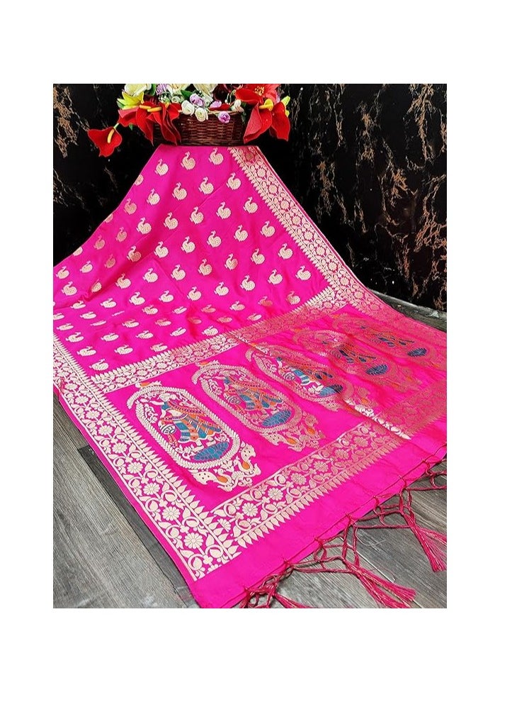 Accessorize Kingdom Women's Banarasi Silk Zari Dupatta/Chunni – 1 Meter Width, 2.5 Meter Length  - Image 2