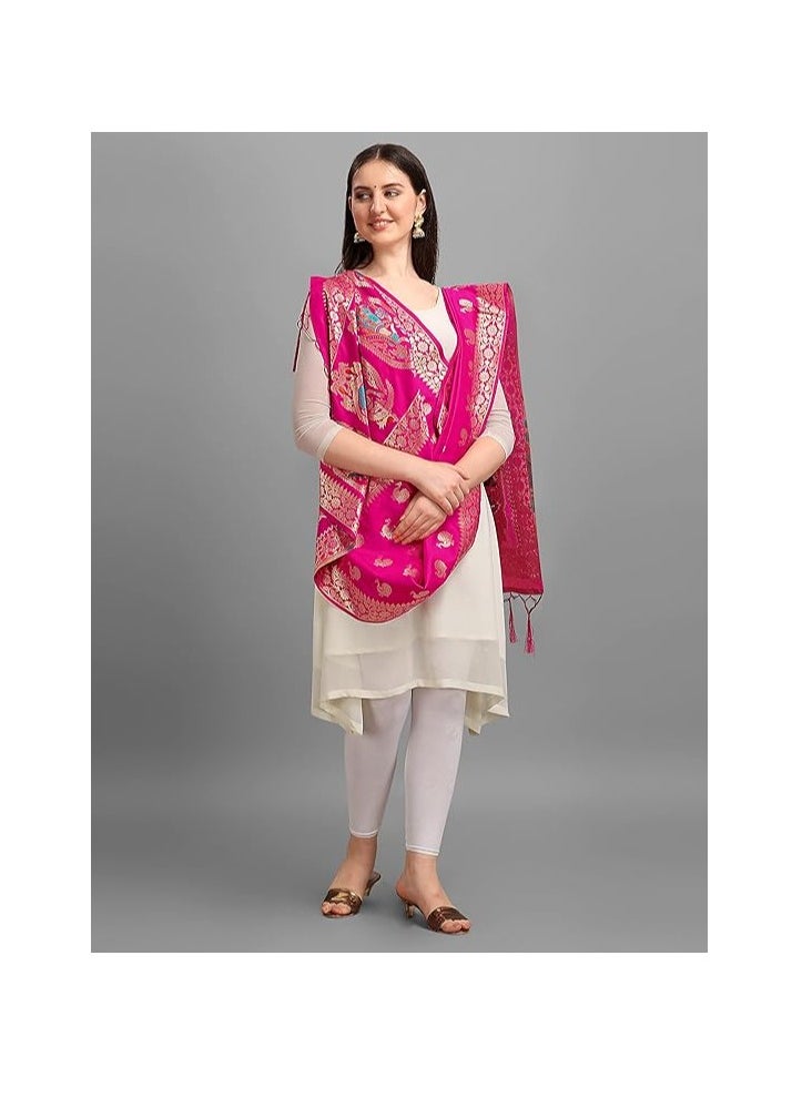Accessorize Kingdom Women's Banarasi Silk Zari Dupatta/Chunni – 1 Meter Width, 2.5 Meter Length  - Image 3