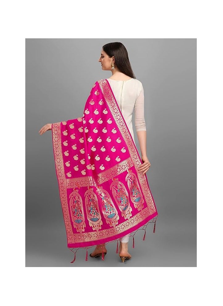 Accessorize Kingdom Women's Banarasi Silk Zari Dupatta/Chunni – 1 Meter Width, 2.5 Meter Length  - Image 5